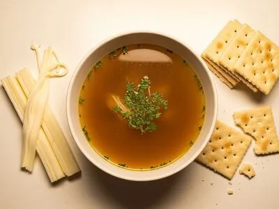 Chicken broth with crackers and cheese — GLP Flow