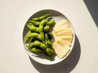 Edamame and cheese plate