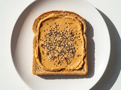 Peanut butter toast with hemp seeds